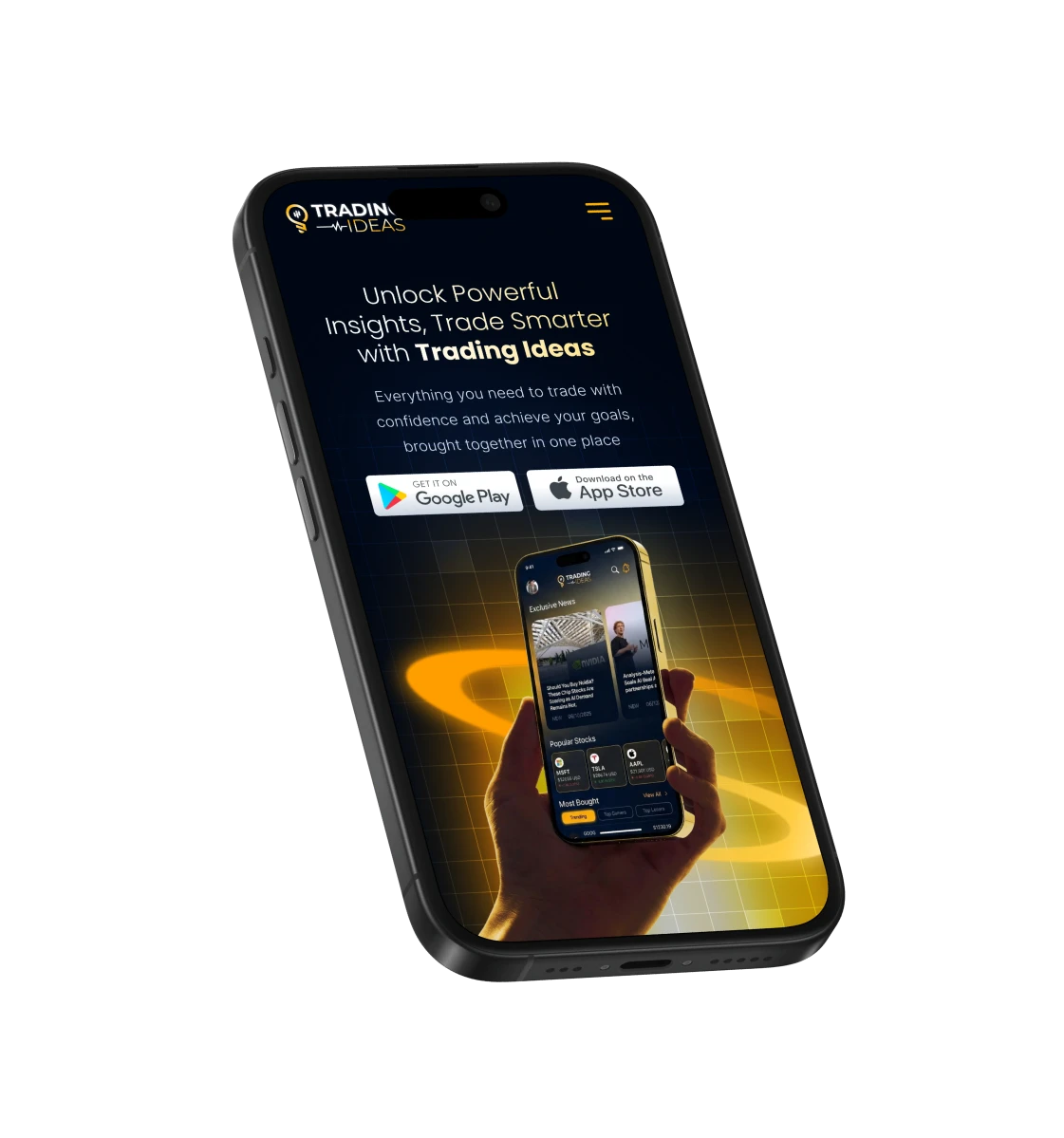 The Trading Ideas app on a smartphone